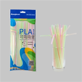 PLA biodegradable corn starch elbow 6 * 210mm light fluorescent four-color