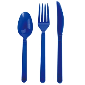 Slim blue PS cutlery(fork 4.6g knife 4.3g spoon 4.0g)