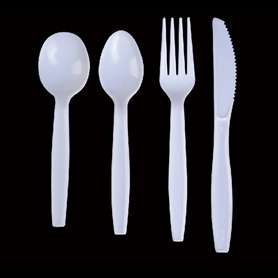 Intermedium weight white PS cutlery(fork 3.7g knife 3.7g tea