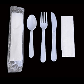 4pc kit(Ambiance PP fork+knife+teaspoon+napkin kit)